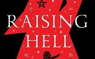The cover of Raising Hell by Bryony Pearce, which features a woman's silhoette in front of a red howling wolf